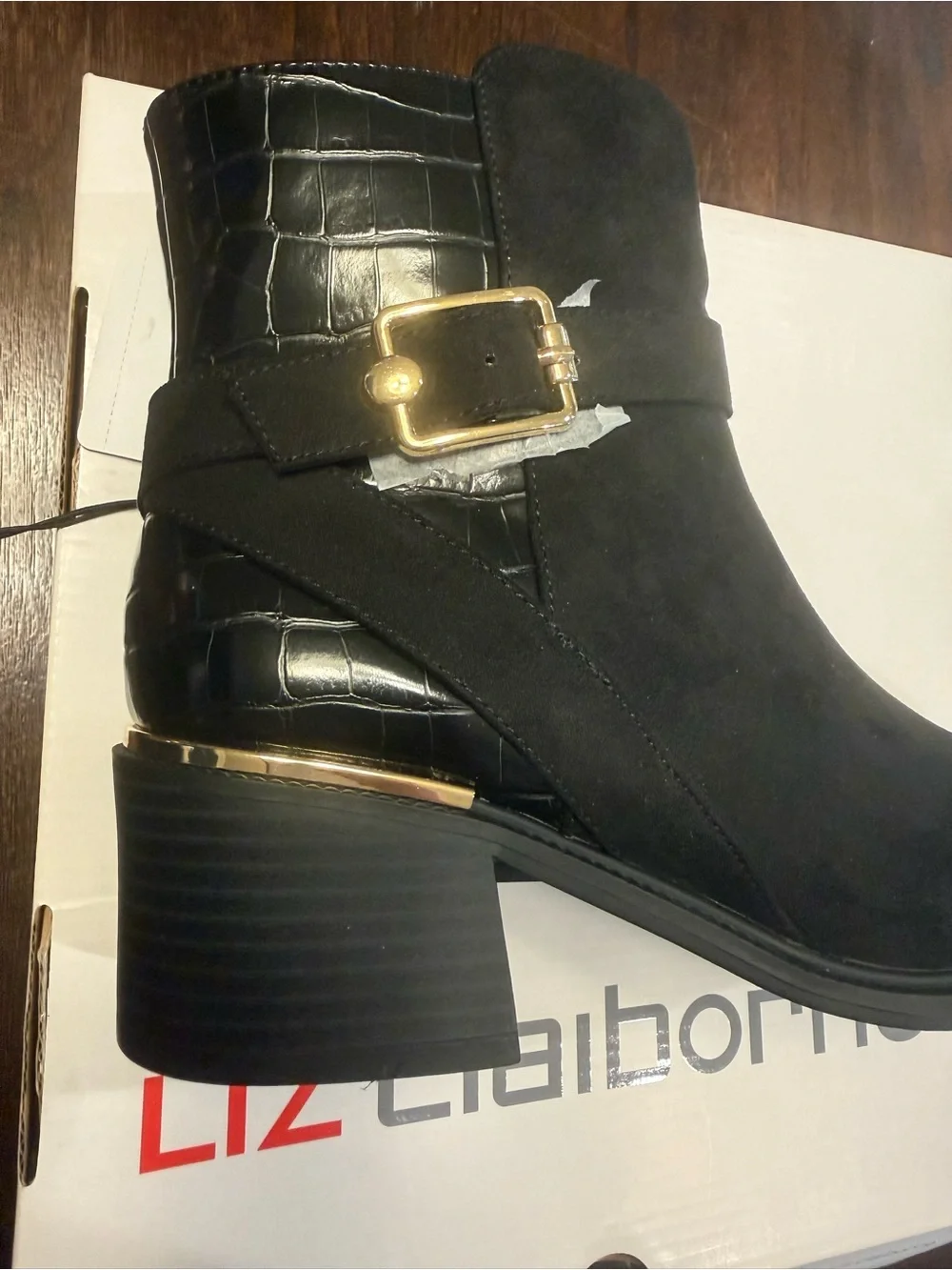 Liz Claiborne LC Emberly Black Suede Ankle Boots Women’s Size 8M New In Box - Picture 4 of 13